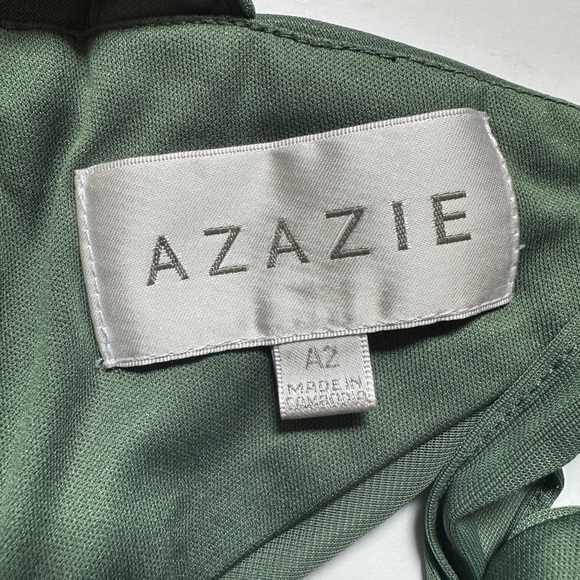 Azazie Sheath Bow Chiffon Dress | Sz A2 | Straight Neckline | ruched body - Picture 2 of 10